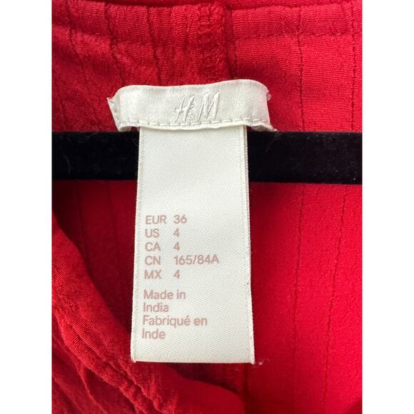 H&M Long Sleeve Red Tunic Blouse Dress Size 4 Fall Holiday Christmas Valentines - Picture 3 of 4